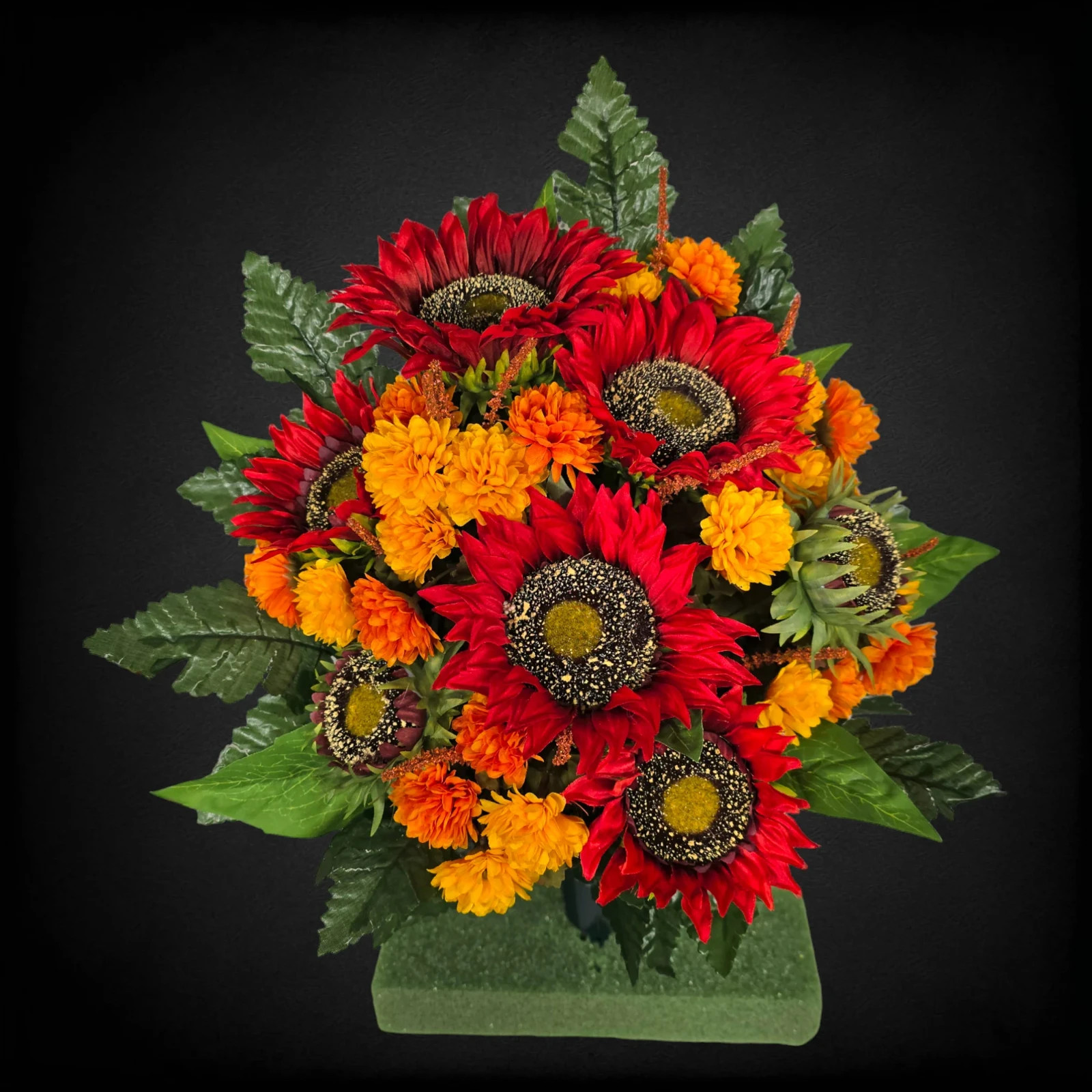 Red Sunflower Orange Mini Mum Memorial Cone