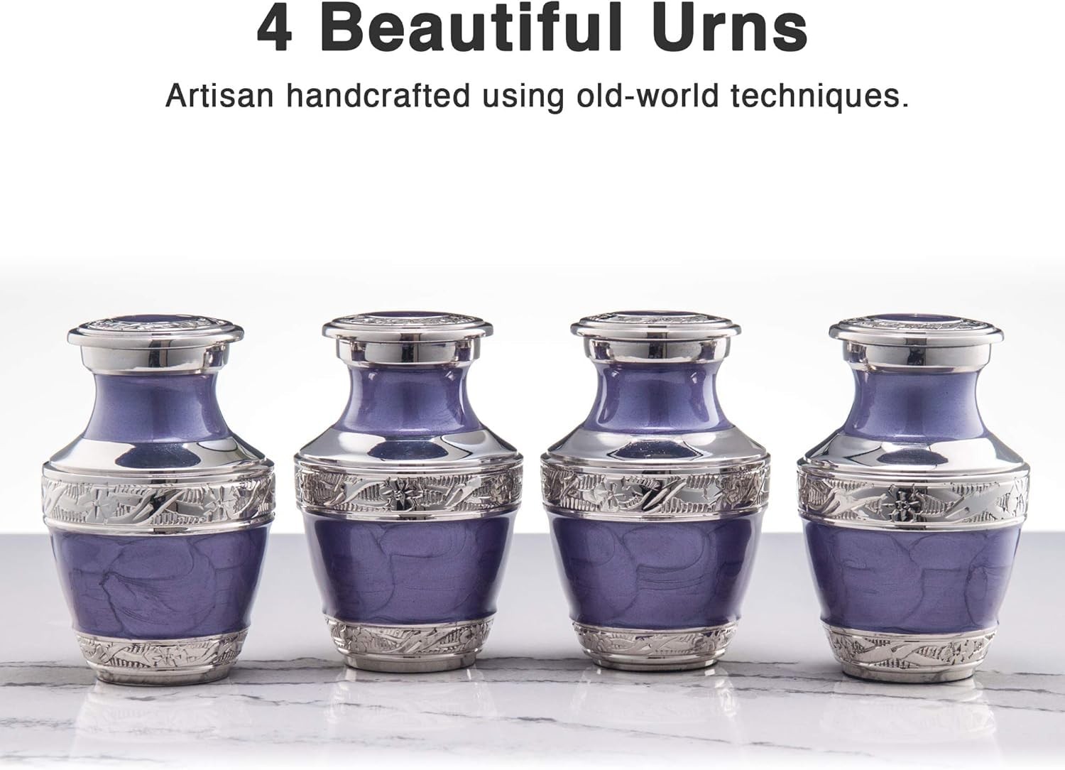 BOLD & DIVINE Small Silver Linings Purple Keepsake Urns for Human Ashes Handc…