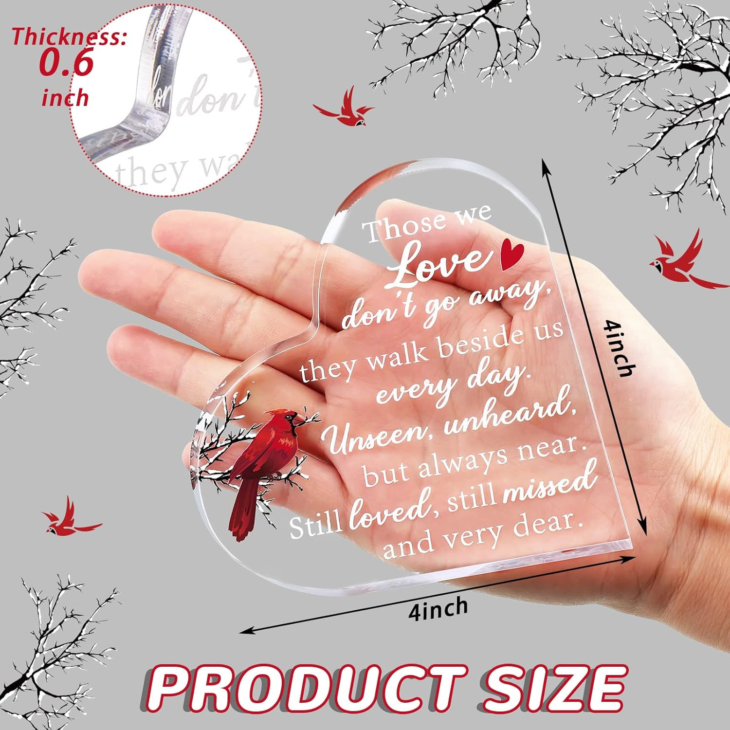 Memorial Gifts for Loss of Father Mother Red Cardinal Memorial Bereavement Acryl