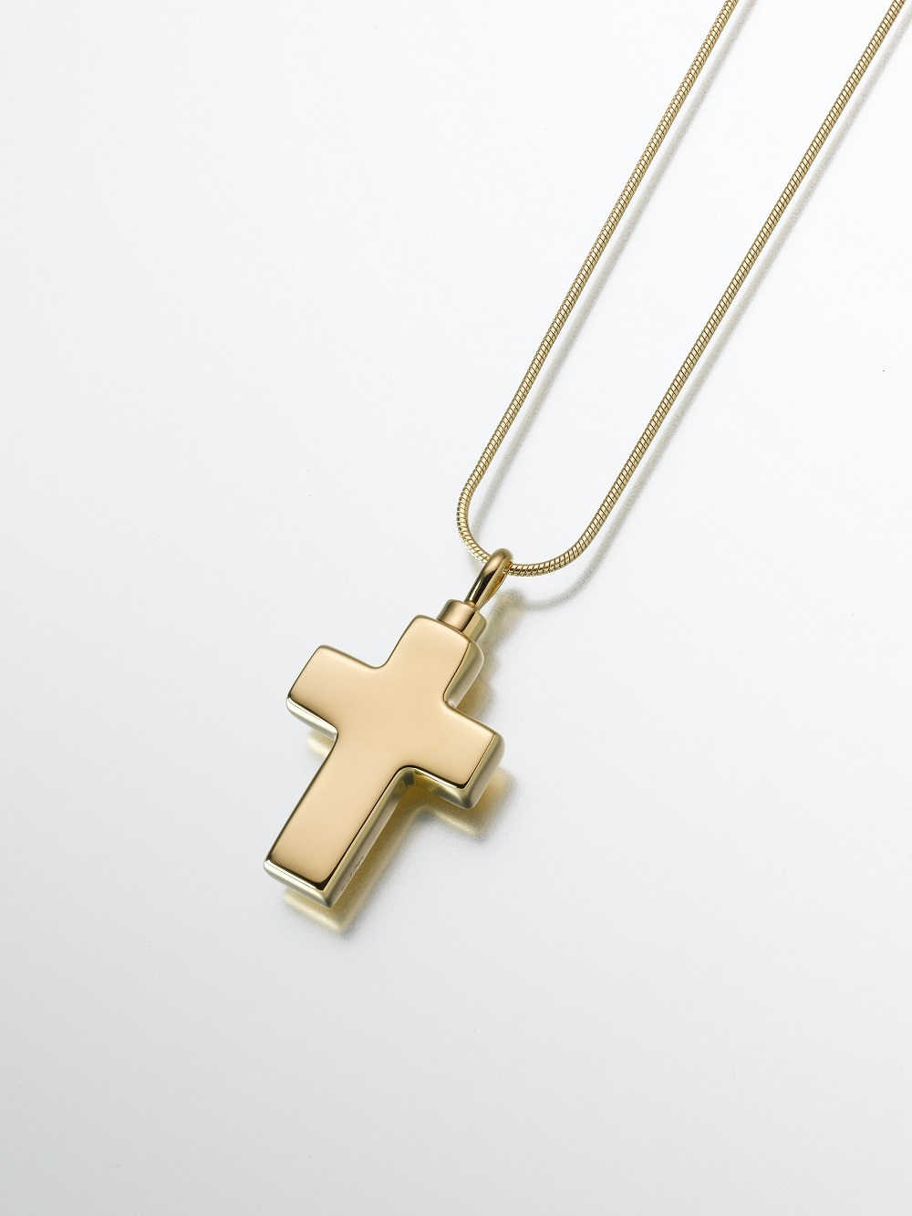 Gold Vermeil Large Cross Memorial Jewelry Pendant Funeral Cremation Urn