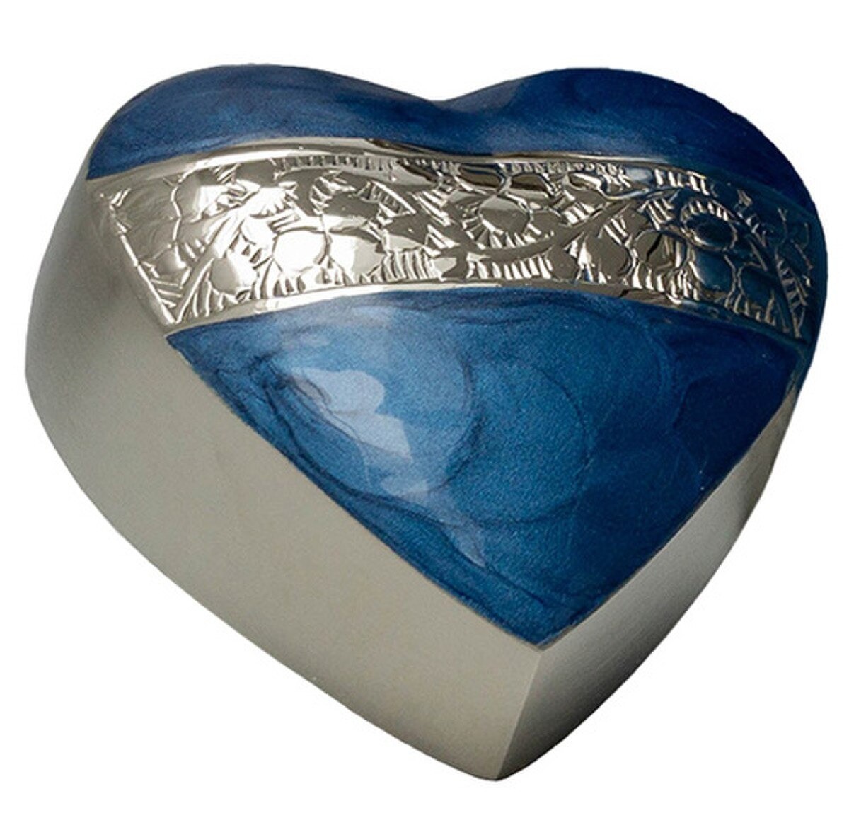 Small/Keepsake 3 Cubic Inches Heart Mother of Pearl Blue Brass Cremation Urn