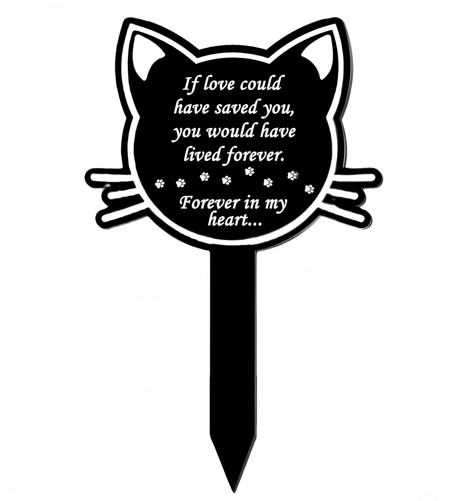 12 inch Black Metal Cat Memorial Grave Markers for Cemetery Headstones Decor