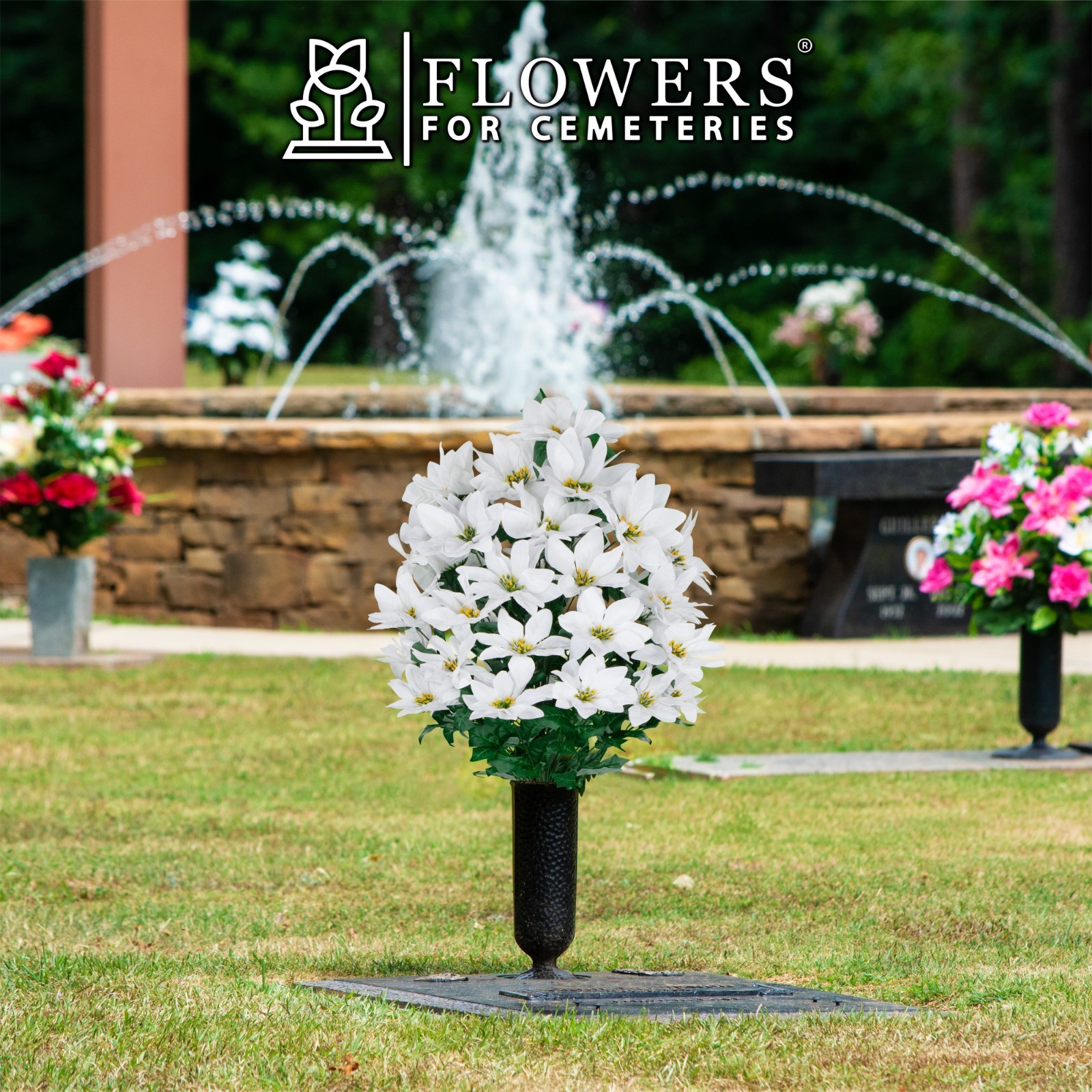 Artificial Arrangement – White Poinsettia Bouquet