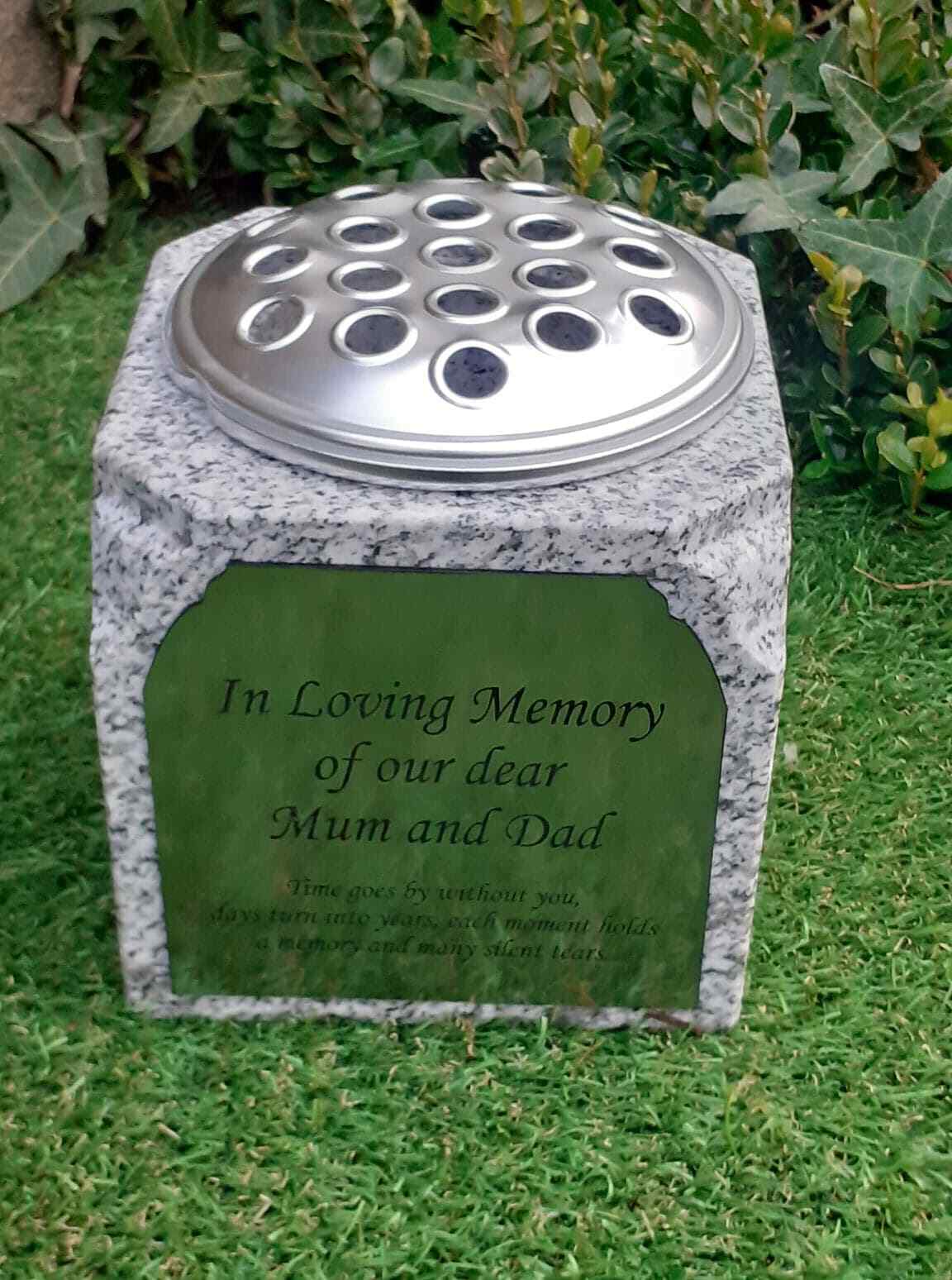 Personalised Granite Memorial Vase Grave Pot Flower Holder Cemetery Grave Vase