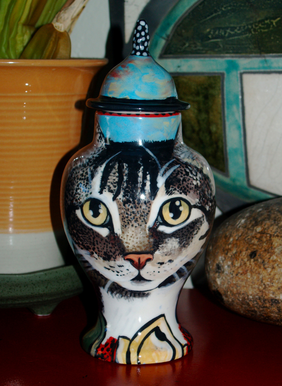 Custom Memorial CERAMIC SMALL Pet urn for CAT ashes tabby cats any animal art
