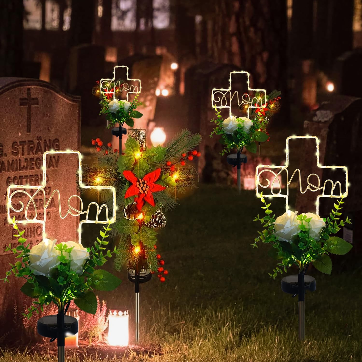 Cemetery Grave Decorations Mom Rose Color Grave Marker Memorial Gift for Mom