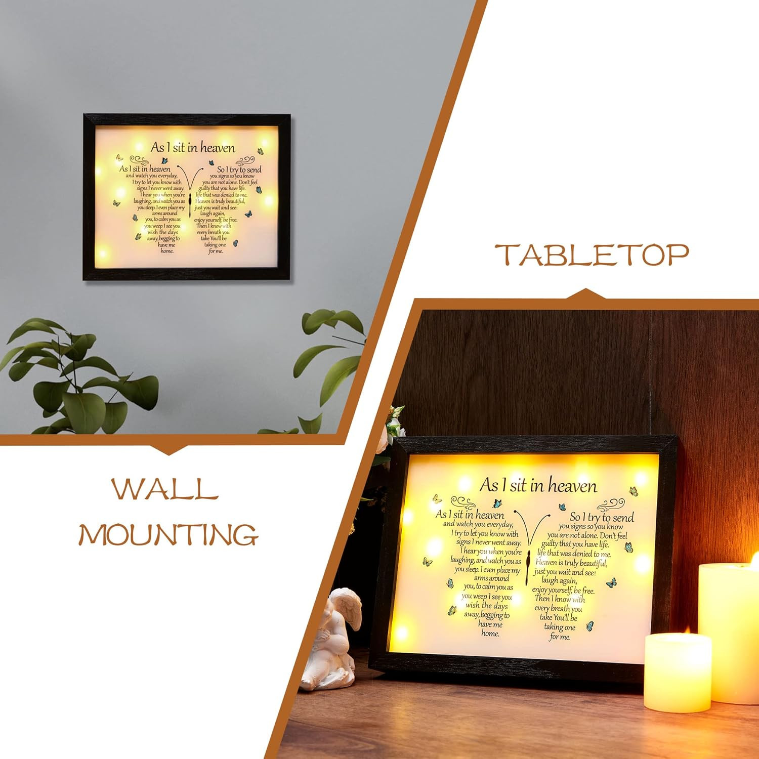 Sympathy Gift LED Memorial Shadow Box 8×10 Memorial Gifts for Loss of Loved One