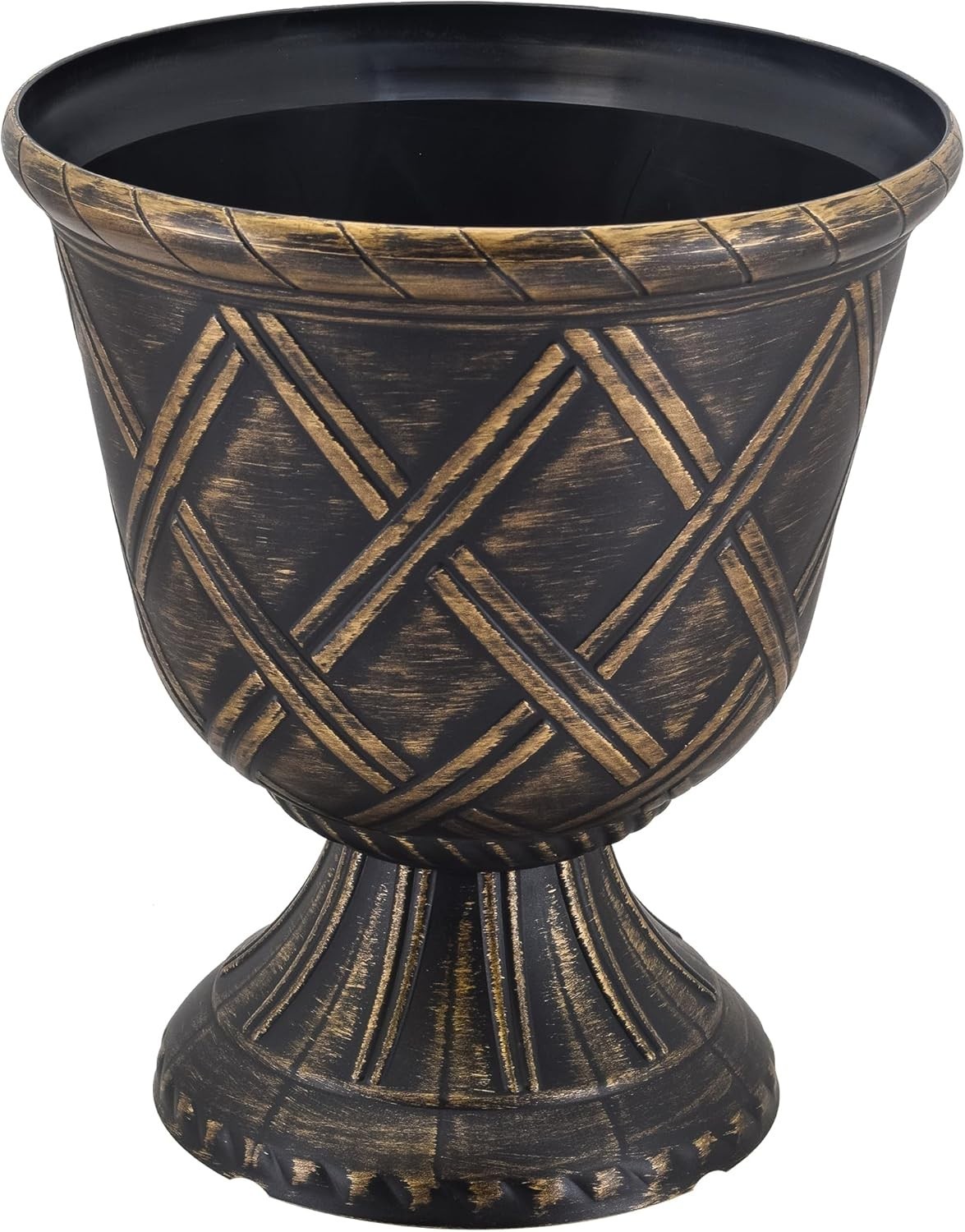 Classic Decorative Garden Urn in Gold, Lattice Pattern for Indoor Outdoor Plants