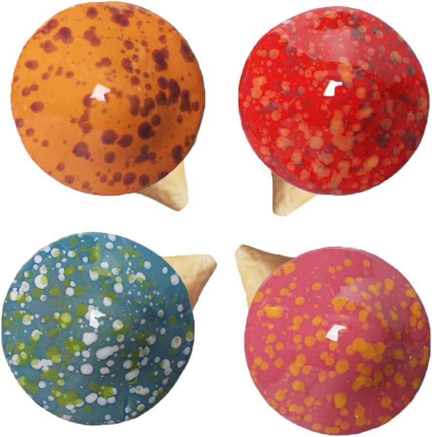 Mushroom Outdoor Decor 4Pcs Colorful Ceramic Garden, Lawn, Plants Stake 6.89” i