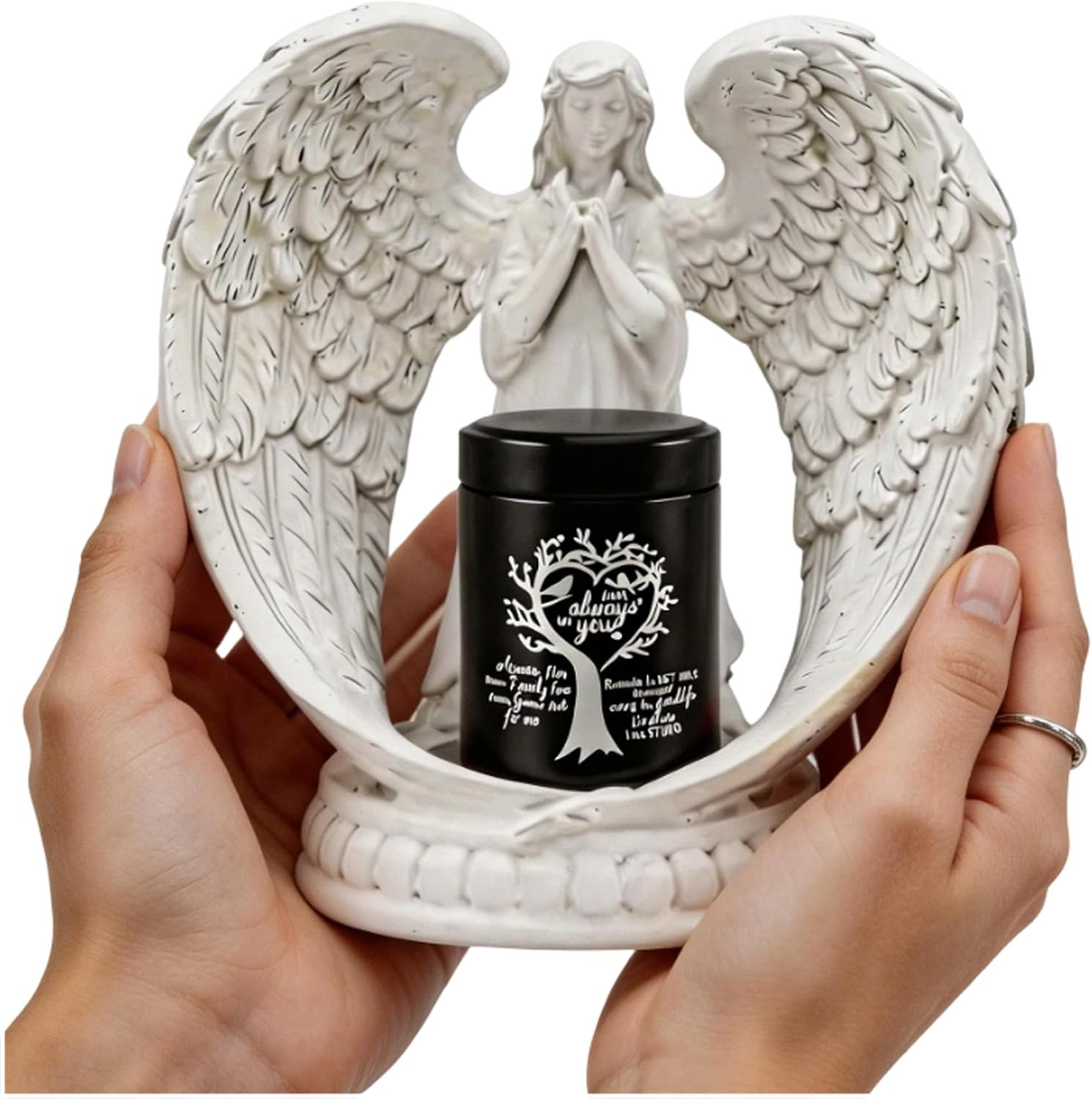 Small Keepsake Urns for Ashes – Small Keepsake Urn with Angel Wings, Pet & Human