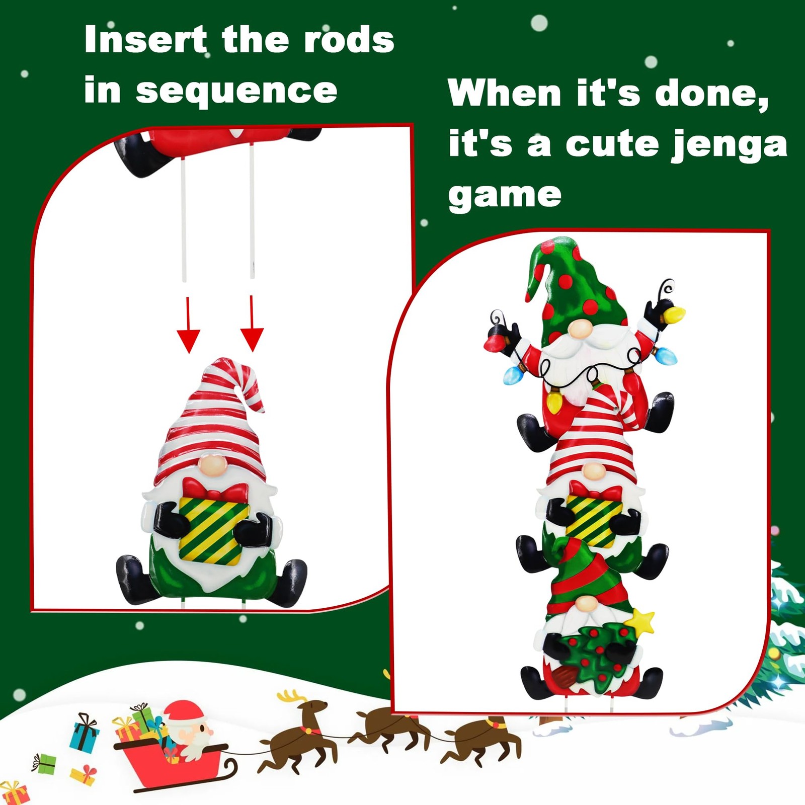 Metal Christmas Yard Signs 3 Pack Gnome Decor for Garden and Lawn