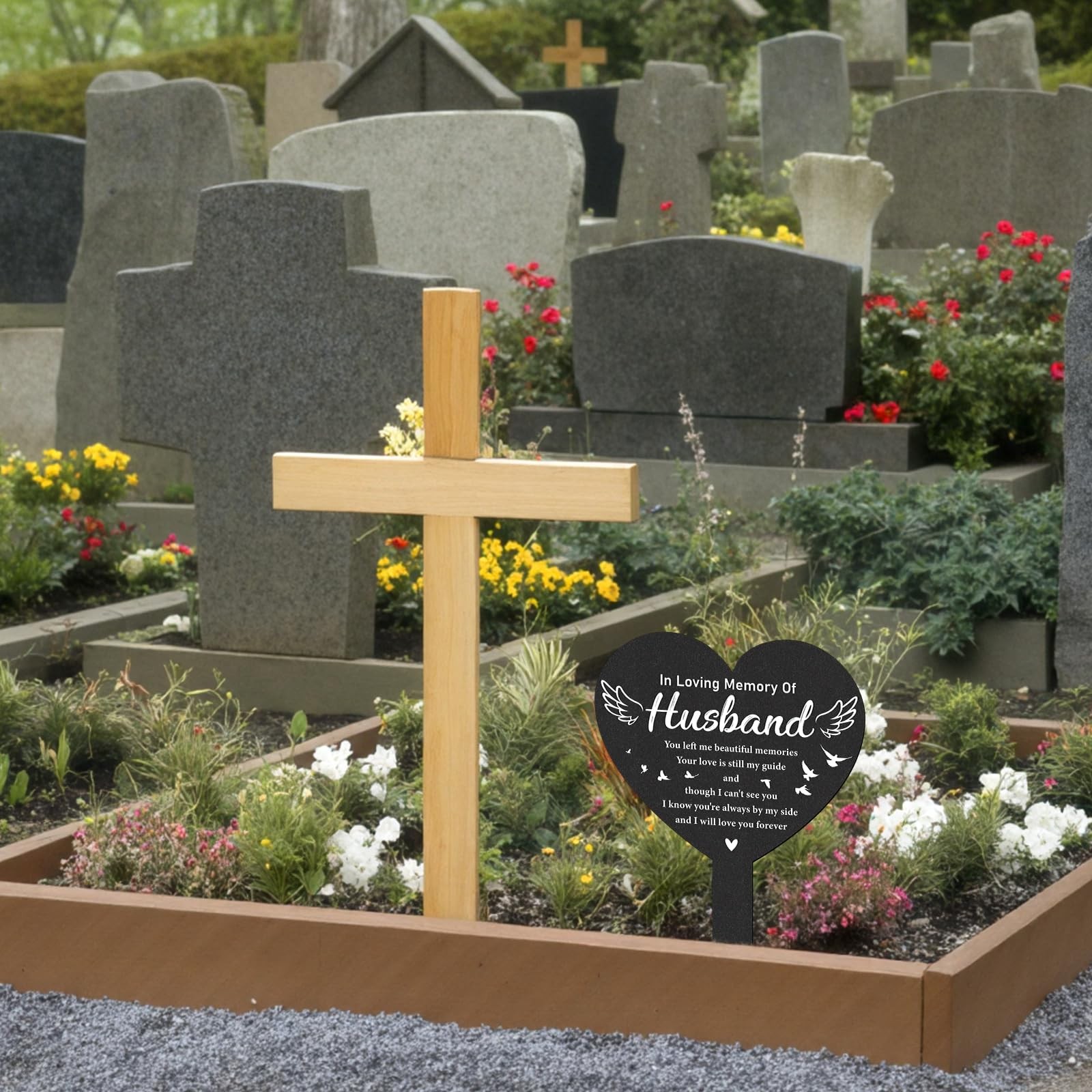 Memorial Grave Stakes Black Angel Cemetery Markers for Outdoor Remembrance