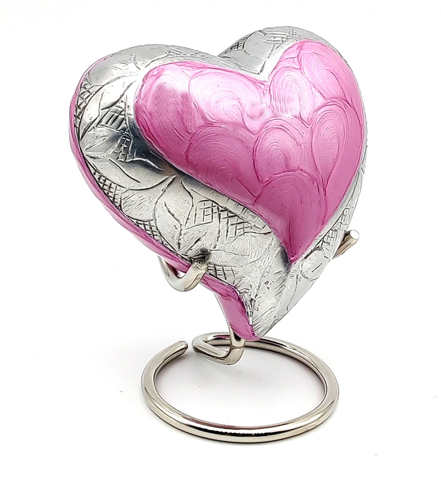 Pink Heart Keepsake Urn – Mini Ash Urn Small Handcrafted Cremation Urn for Ashes