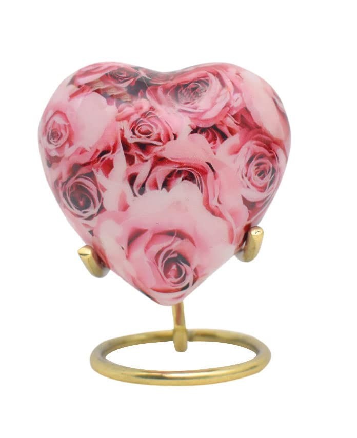 Elegant Pink Rose Cremation Urn for Adult Ashes, Decorative Burial Urn & Keepsak