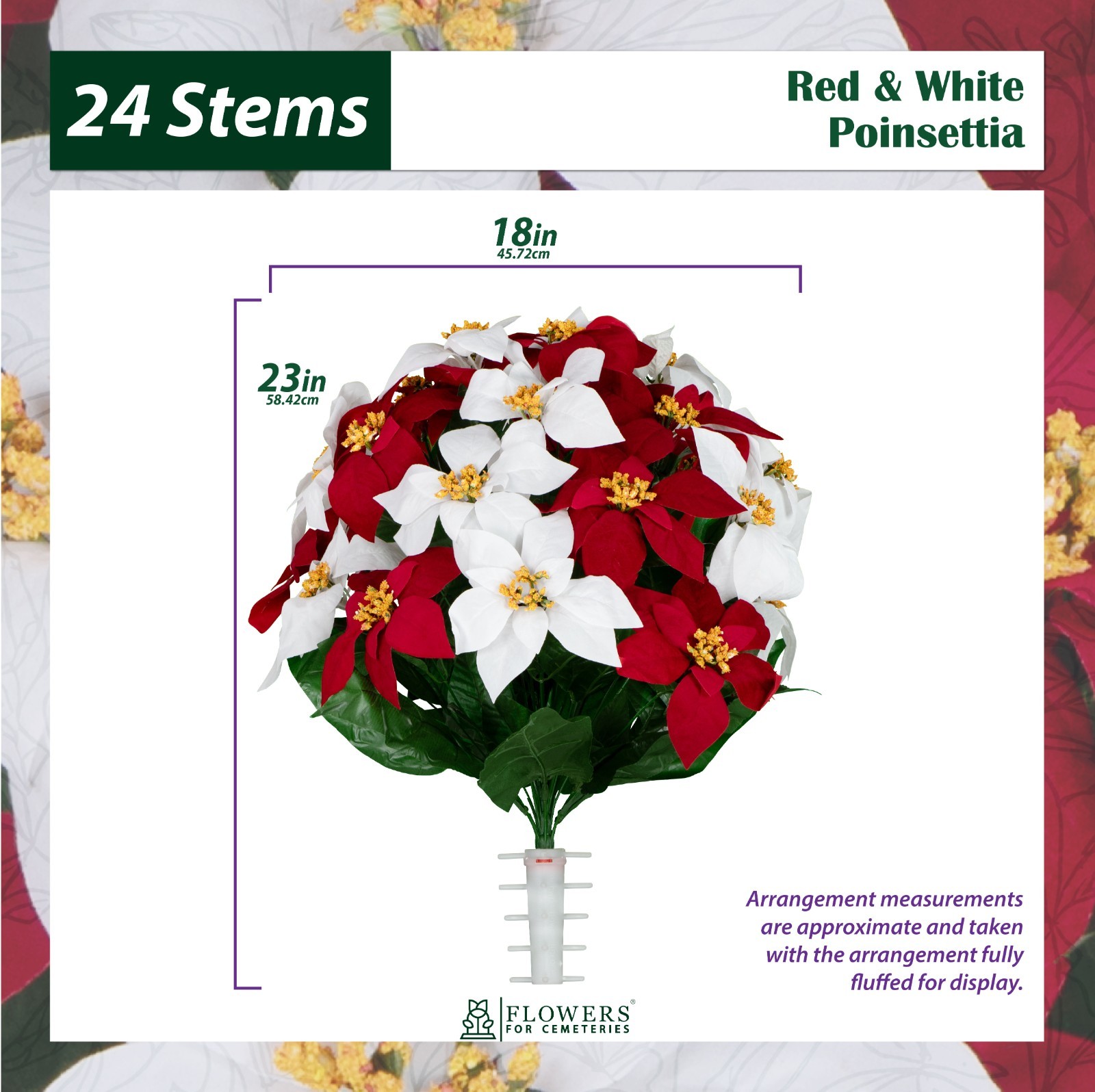 Artificial Arrangement – Red & White Poinsettia Christmas Bouquet