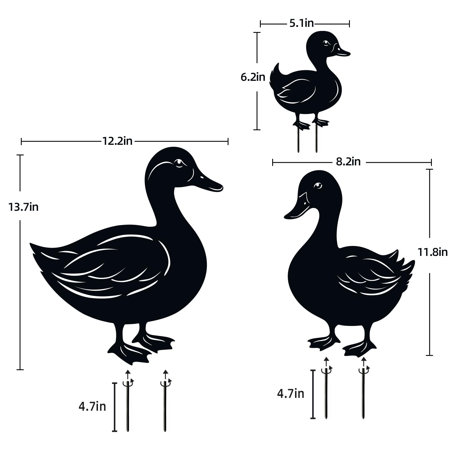 Duck Metal Decorative Garden Stakes Duck Gifts for /Men,Black Ducks Silhouett…