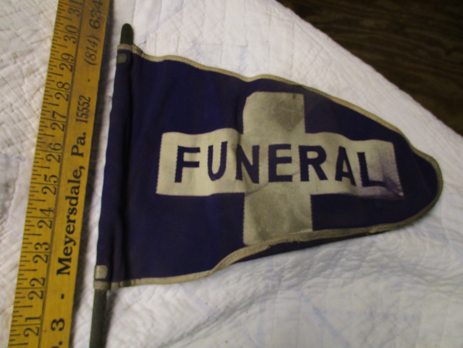 Vintage Funeral Car Flag 30″ Tall