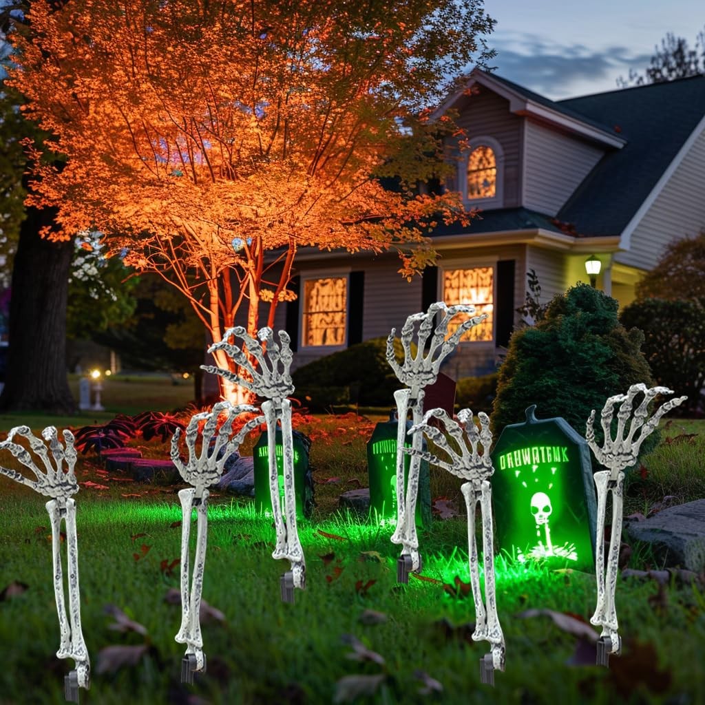 8 PCS Realistic Skeleton Arm Stakes Halloween Decoration For Lawn Yard Garden