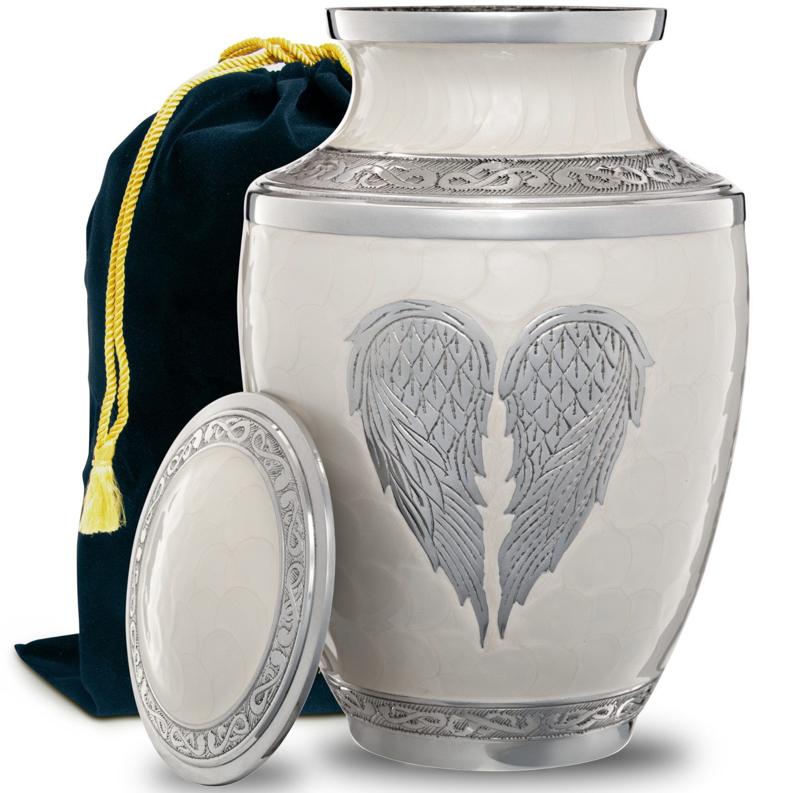 Angel Wings Urn White Cremation Urn for Human Ashes Adult | Heart Large Urn