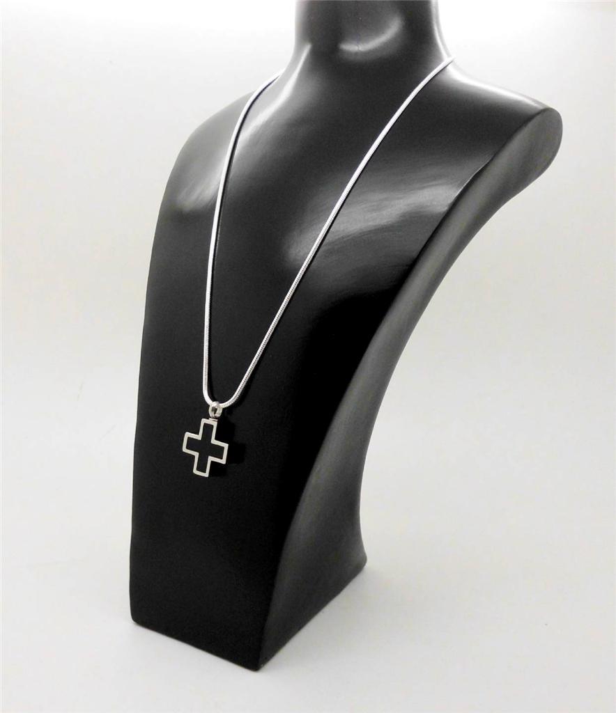 Black & Silver Keepsake Memorial Short Cross Cremation Urn Pendant Jewellery NIB