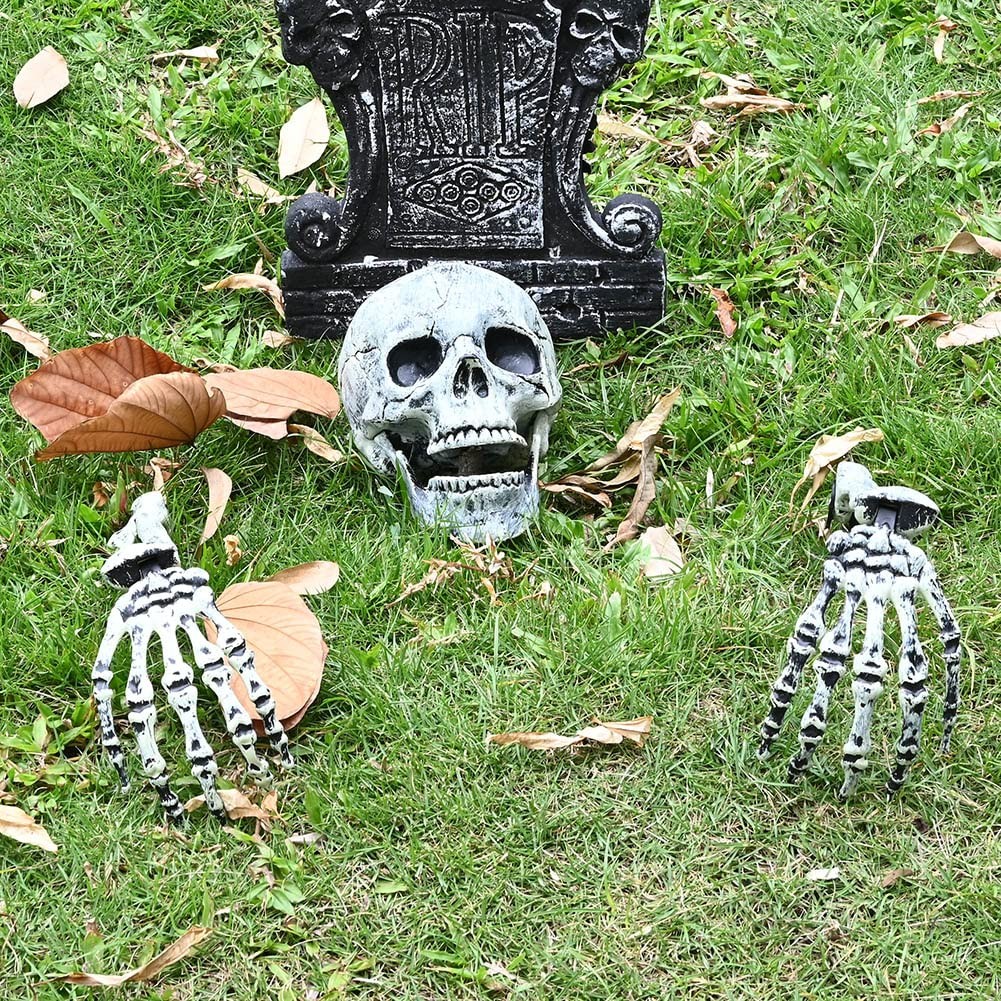 Realistic Halloween Skeleton Stakes Decorations, 3Pcs Groundbreakers Skull He…