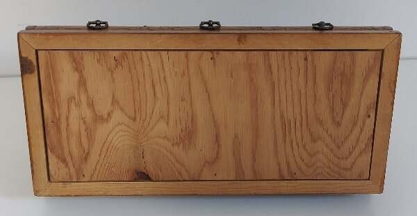 Antique Hand Carved Wooden Infant Baby Casket Coffin Hinged Lid