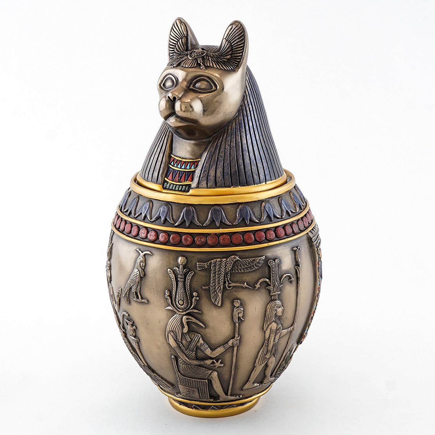 Canopic Jar Statue In Cold Cast Bronze Ancient Egyptian Mythology Artifact Colle