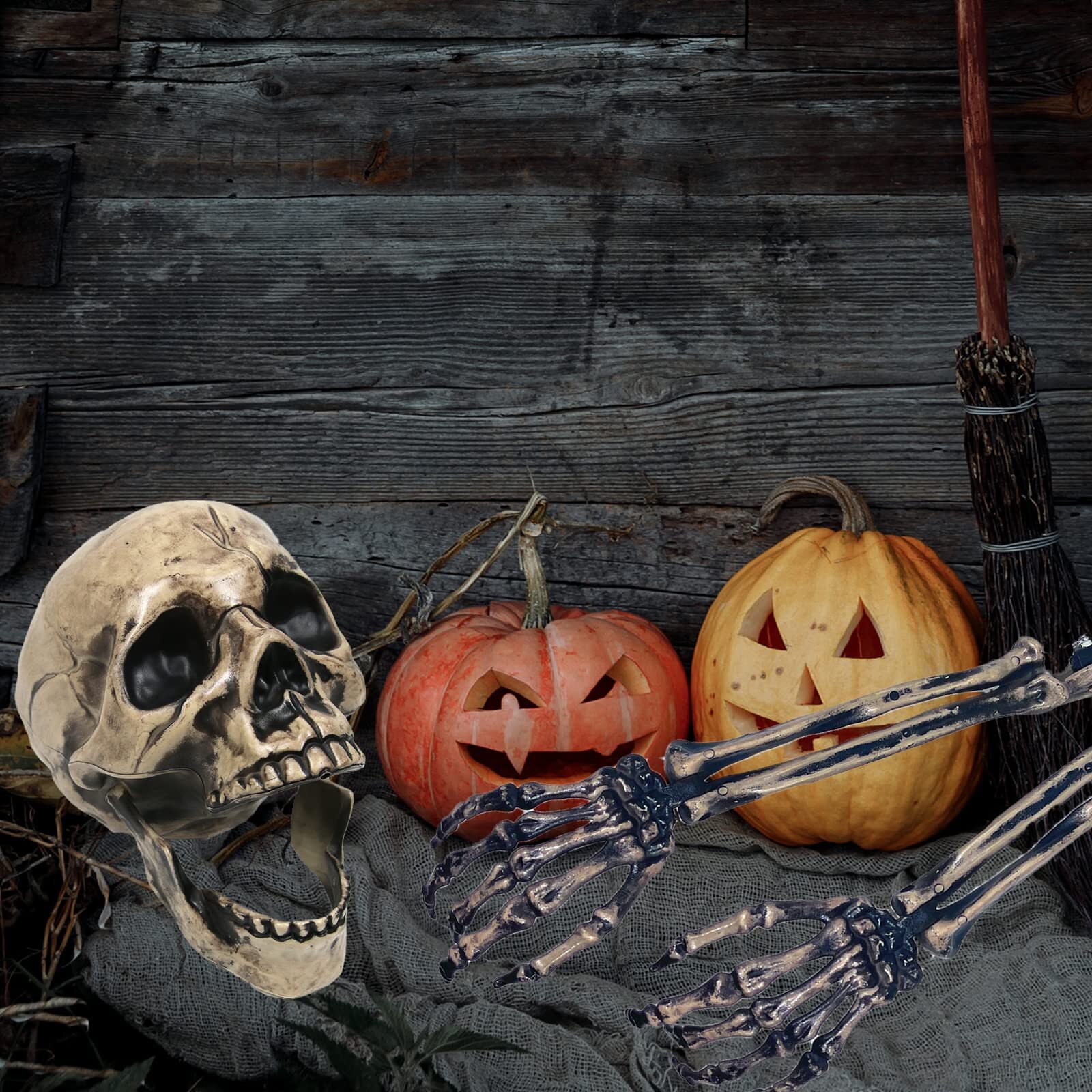 Realistic Skeleton Stakes Halloween Decoration Scary Ground Breaker Skull and…