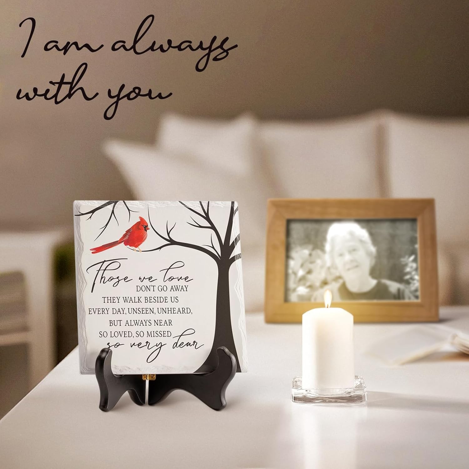 Memorial Gift with Easel 6 Inch Cardinal Ceramic Plaque for Celebration Of Life