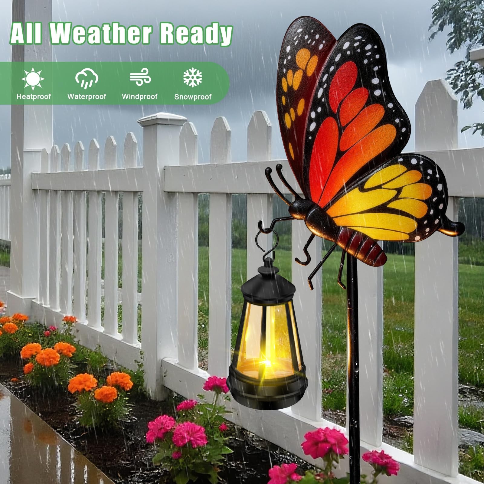 Solar Lights Outdoor Waterproof Butterfly Garden Decor,32.28in Garden Butterf…