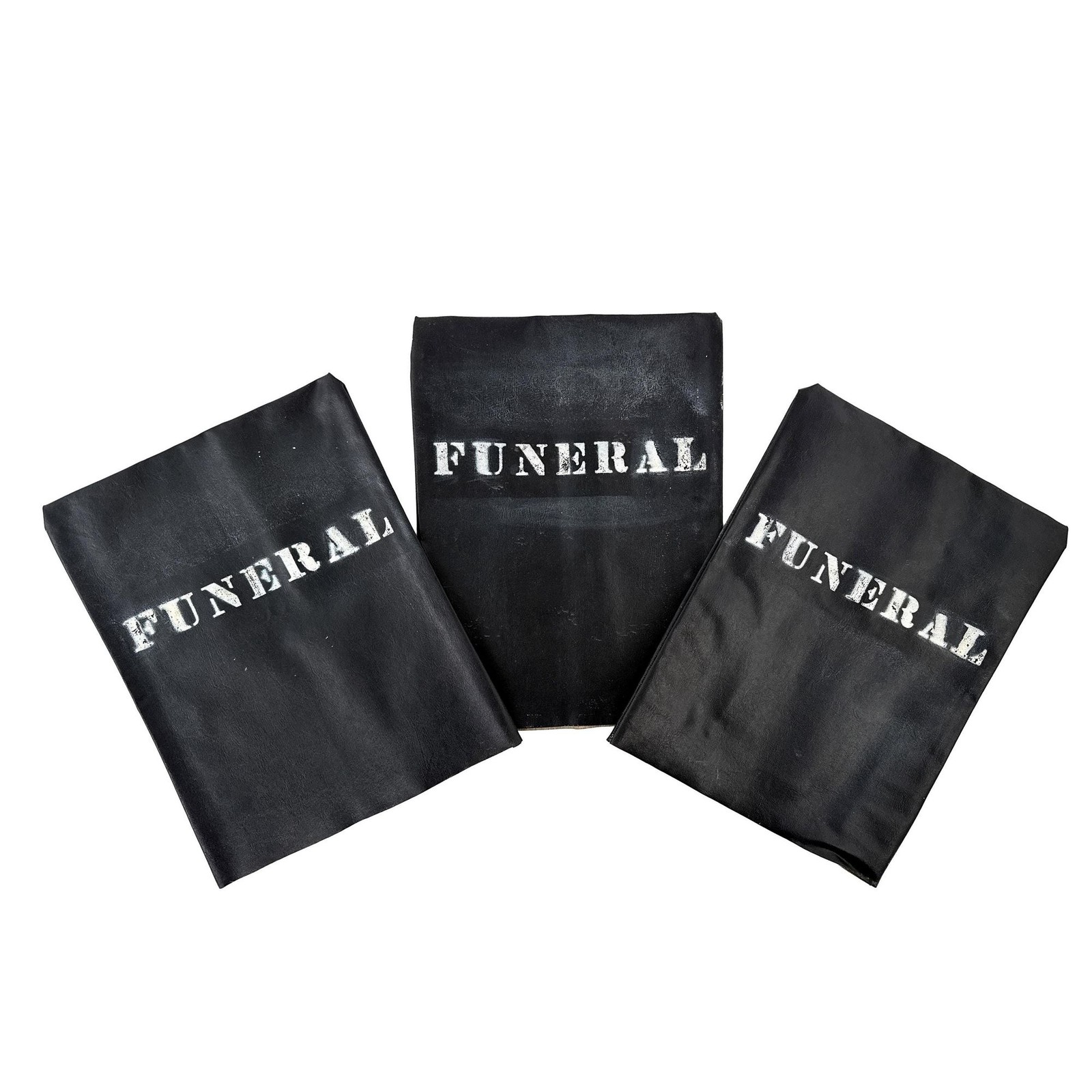 Vintage 1970s Funeral Parking Meter Cover Black Vinyl Stenciled Street Sign