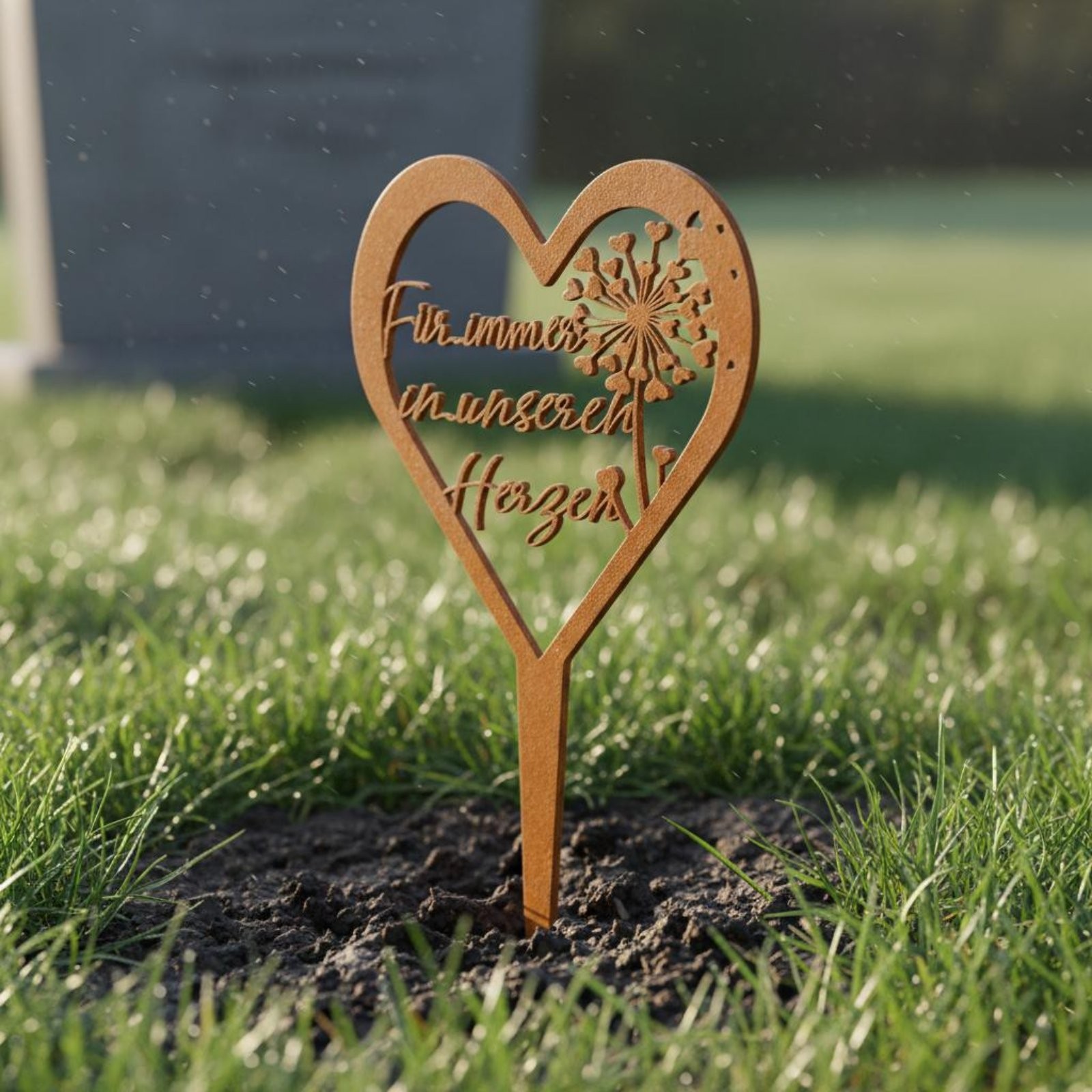 Heart Shaped Memorial Stake Waterproof and Rustproof Metal Cemetery Plaque