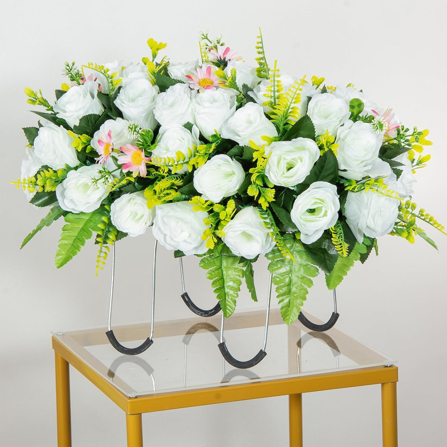 Artificial Headstone Flower Saddle, Cemetery Flowers for Grave, Cemetery Saddles