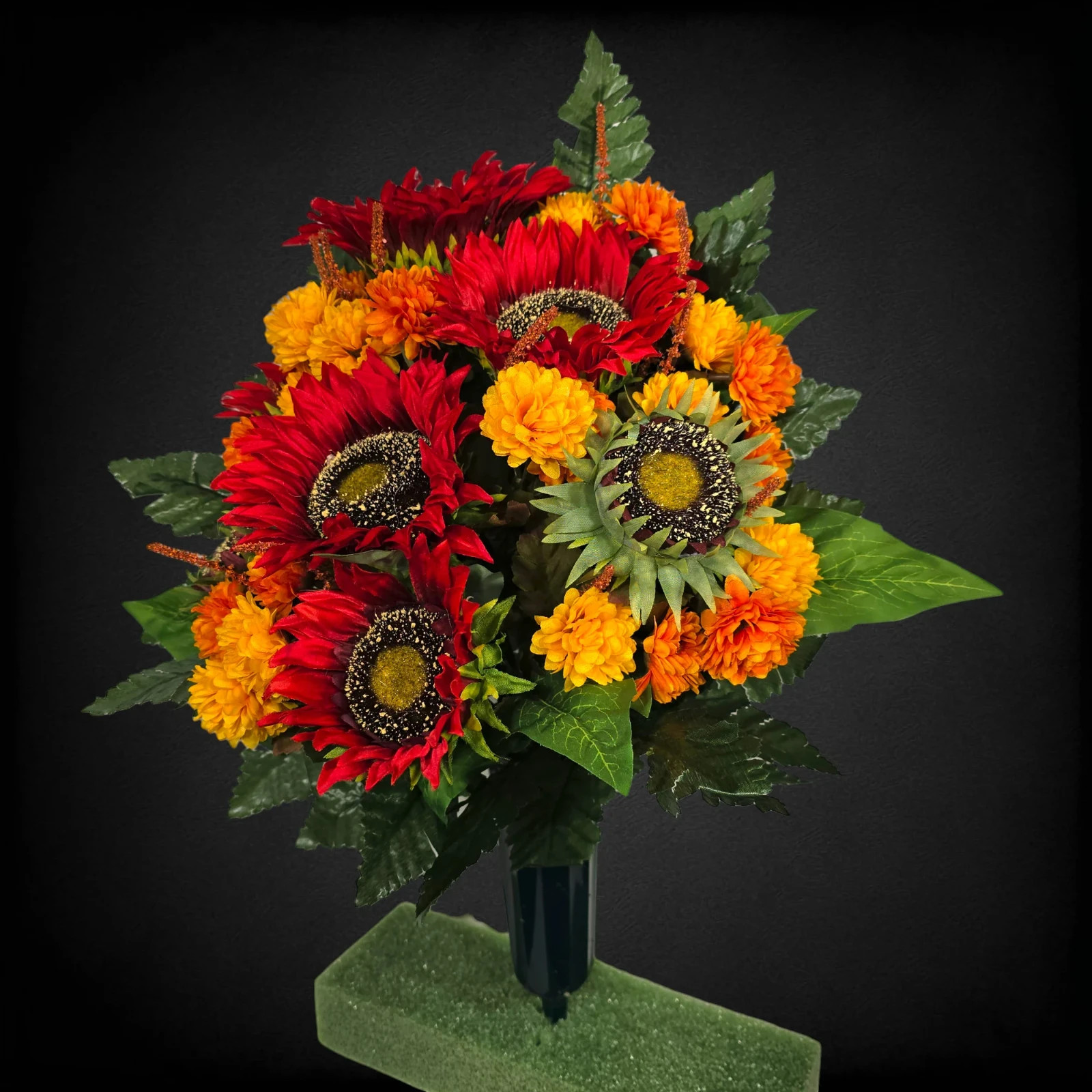 Red Sunflower Orange Mini Mum Memorial Cone