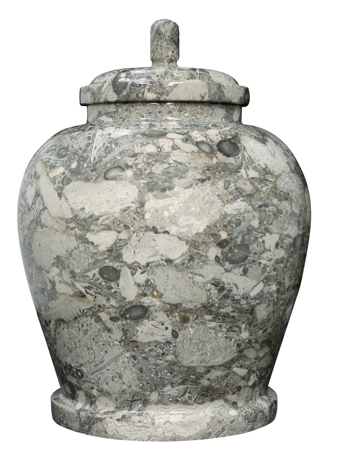 Classic Oceanic Marble Gray and White Colored Adult Funeral Cremation Urn