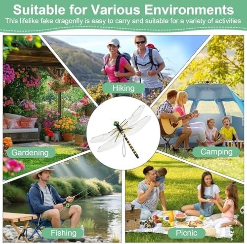 Dragon Fly Clips, 12 PCS Lifelike Fake Dragonflies 3D Artificial Dragonfly Ga…