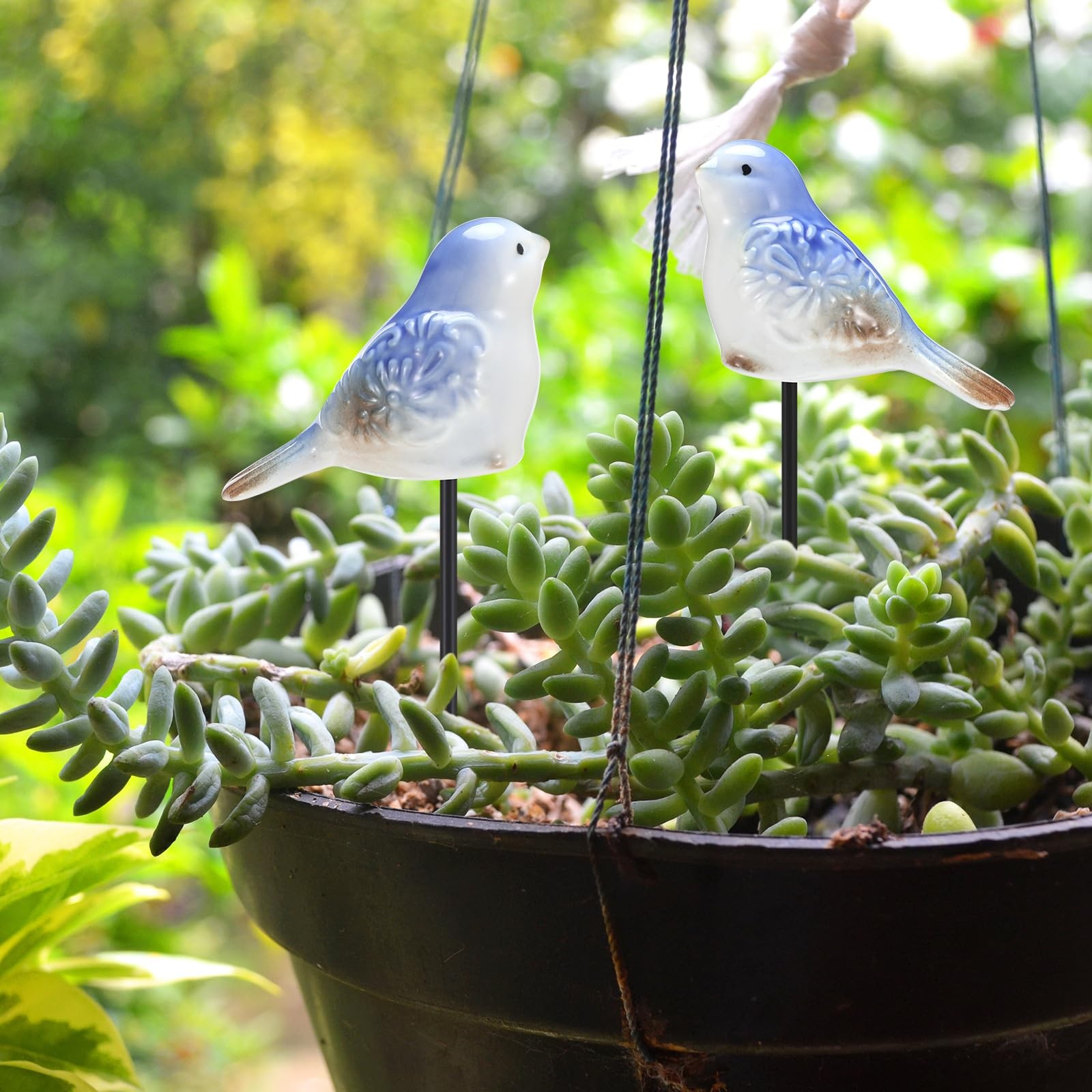 2 Pcs Miniature Bird Decorative Stakes Ceramic Bird Figurines Cute Decorative…