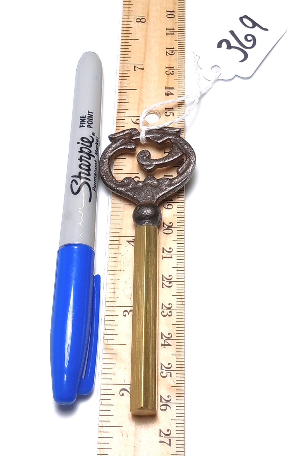 Cast Iron and Brass Skeleton Coffin Key / Casket Key