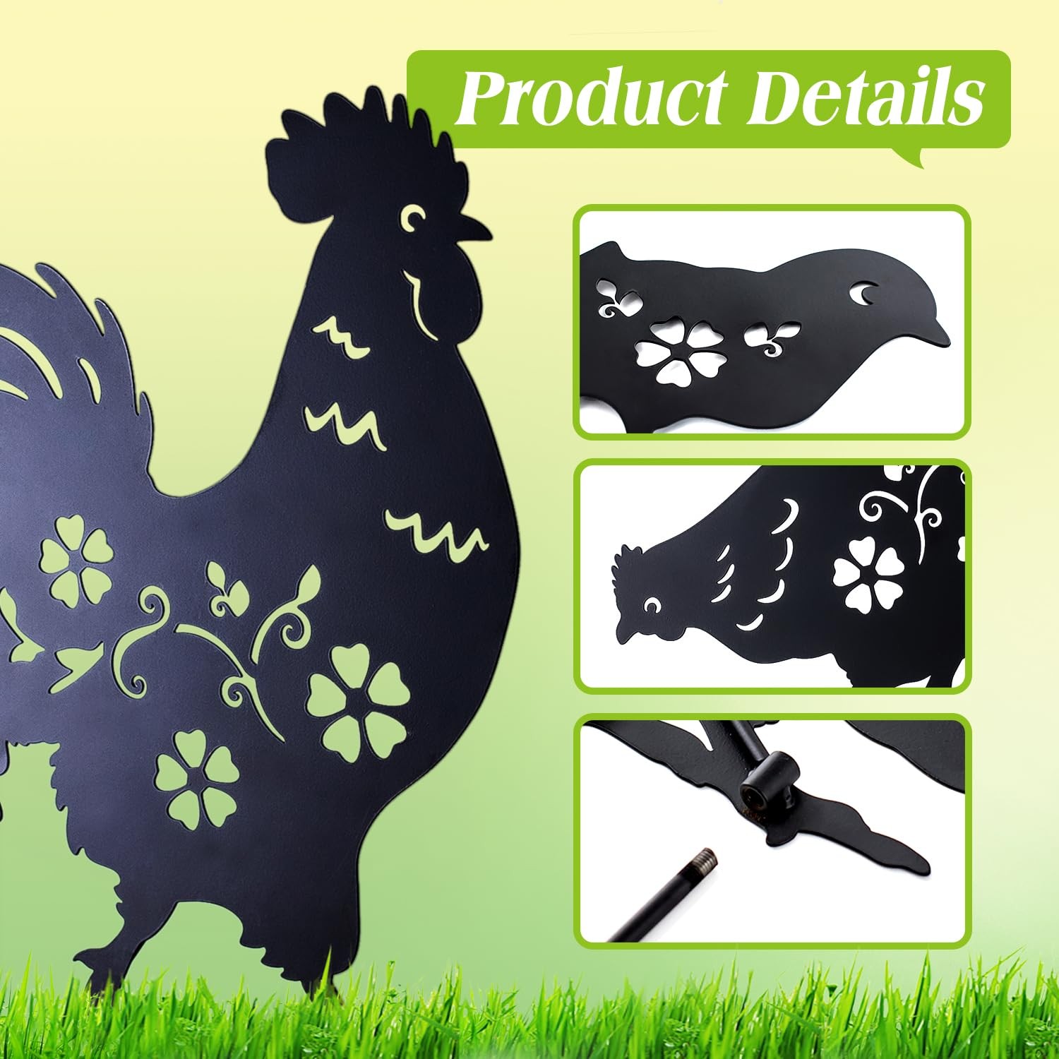 Decorative Chicken Metal Garden Stakes – Yard Art & Outdoor Decor Gifts