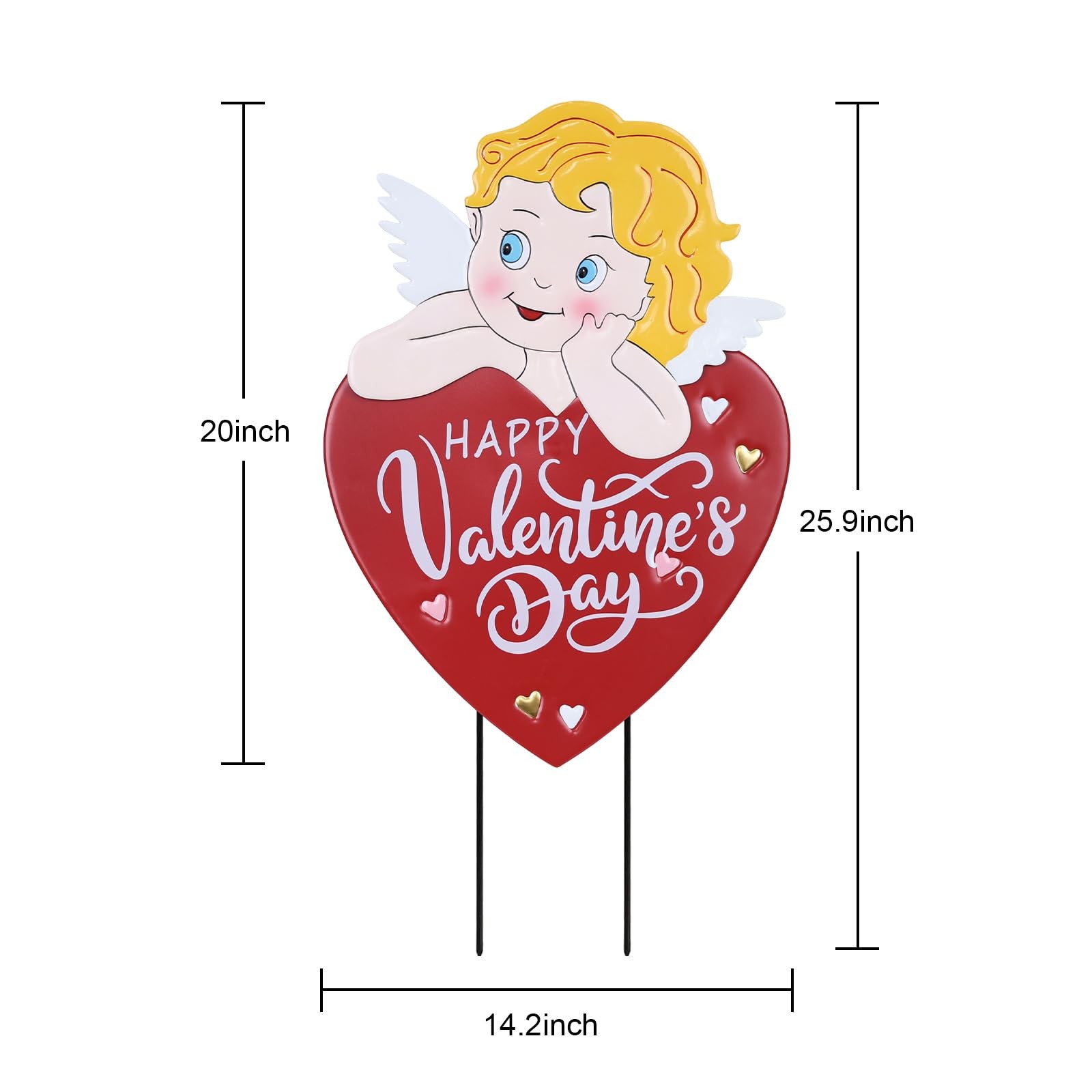 Valentines Day Decorations Outdoor, 26″ Metal Cupid Decorative Garden Stakes …