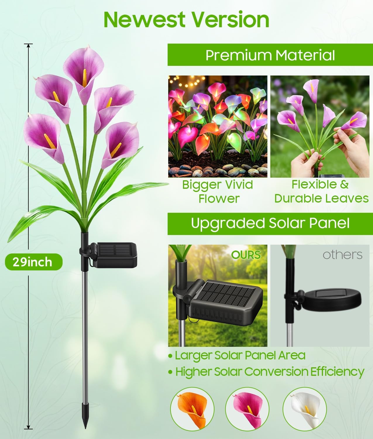 Solar Lights Outdoor Decorative, 4 Pack Color Changing Solar Garden Lights Wi…