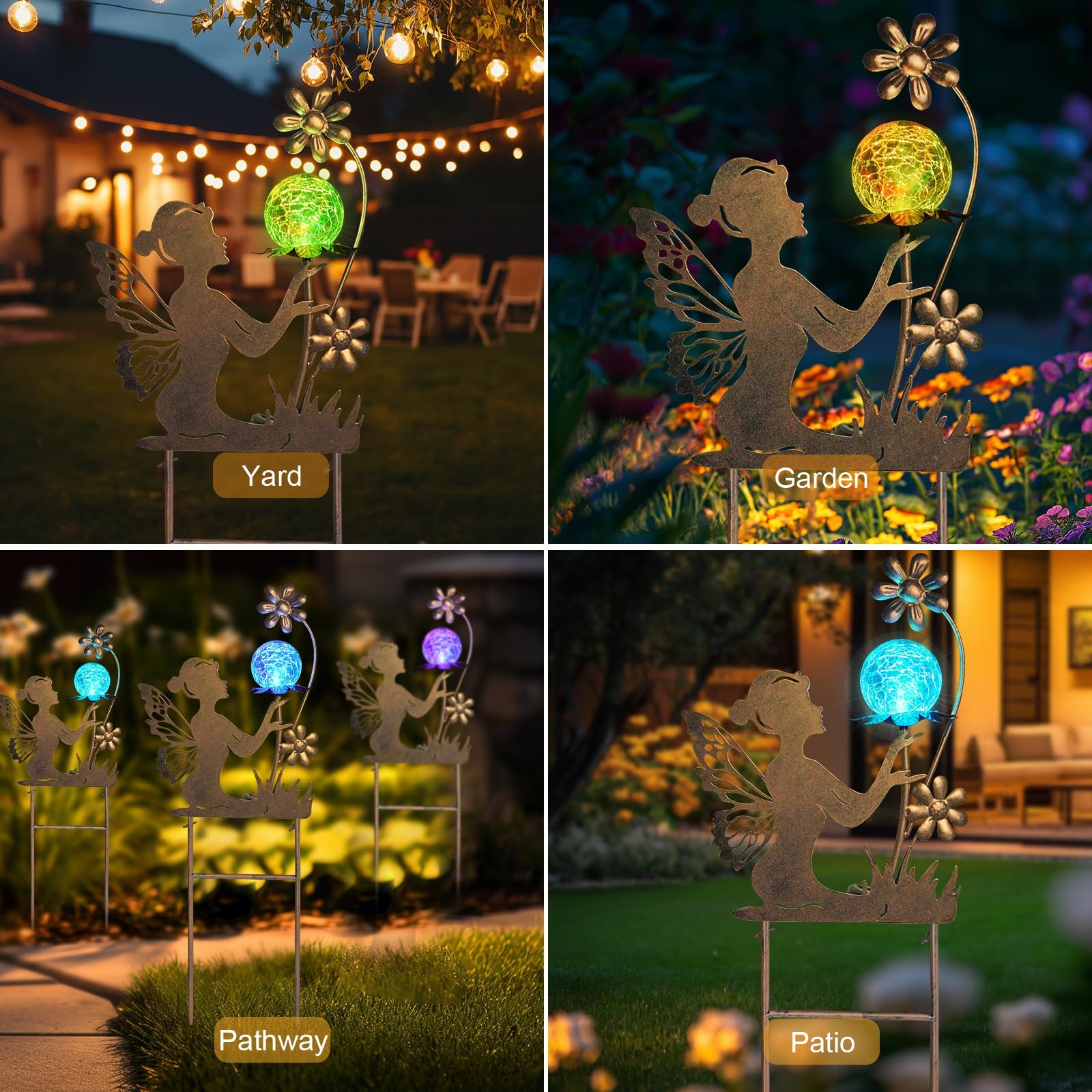 HONGLAND Solar Lights Fairy Garden Decor for Outside,Fairy Figurine Decorativ…