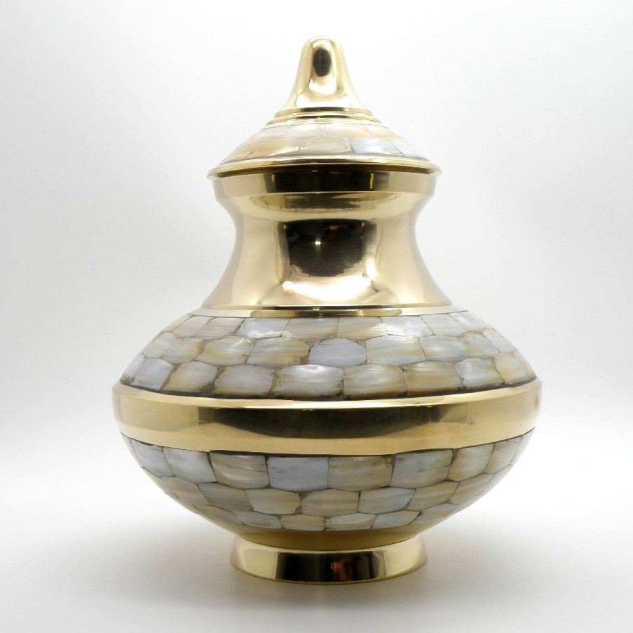 Adult Cremation Urn MOTHER OF PEARL 30-A-595 by TerryBear Inc Brass 200 cu”