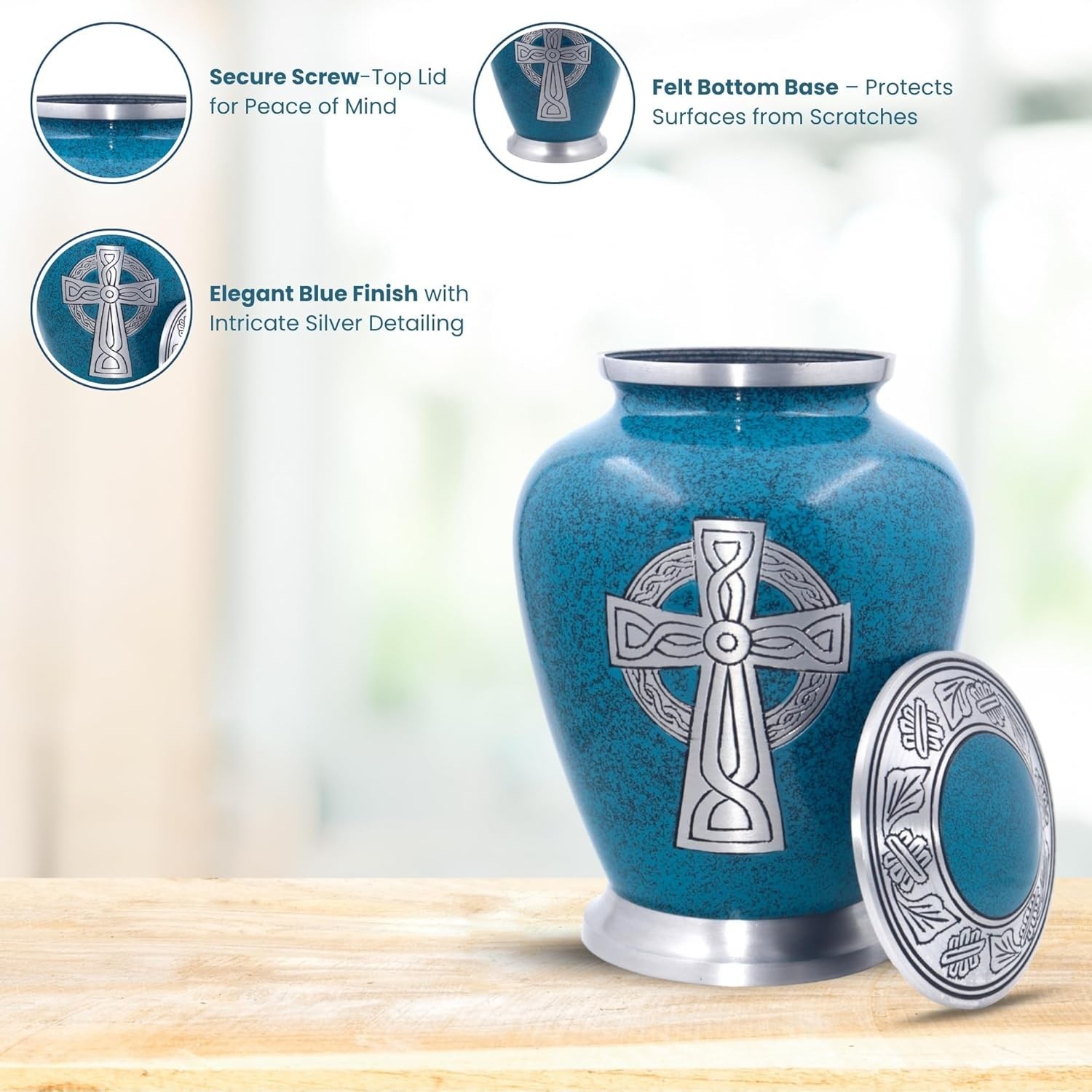 Engraved Cremation Urn for Human Ashes – Large Aluminum Funeral Urn for Adults (