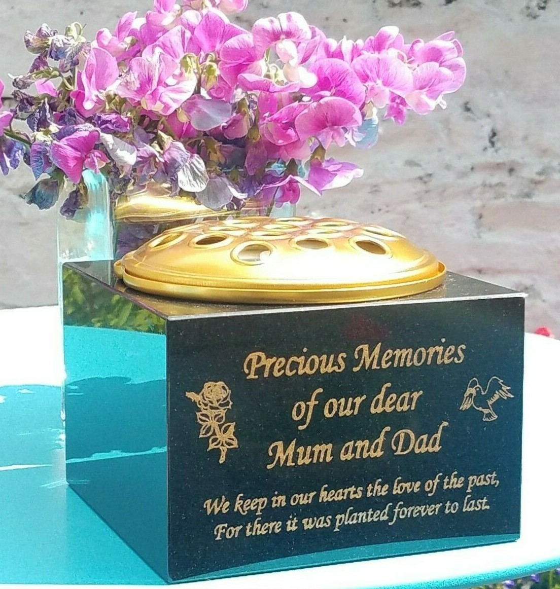 Personalised Granite Memorial Vase Grave Pot Flower Holder Cemetery Grave Vase