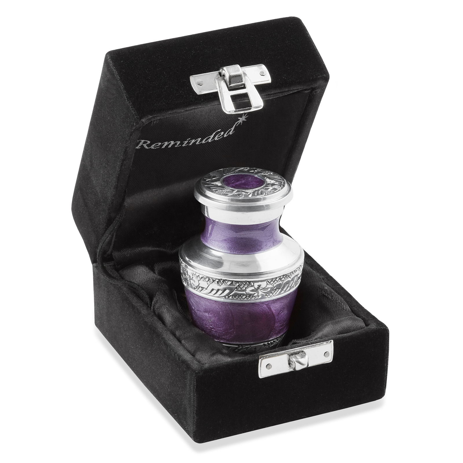Keepsake Cremation Urn for Human Ashes, Lavender and Silver with Velvet Case