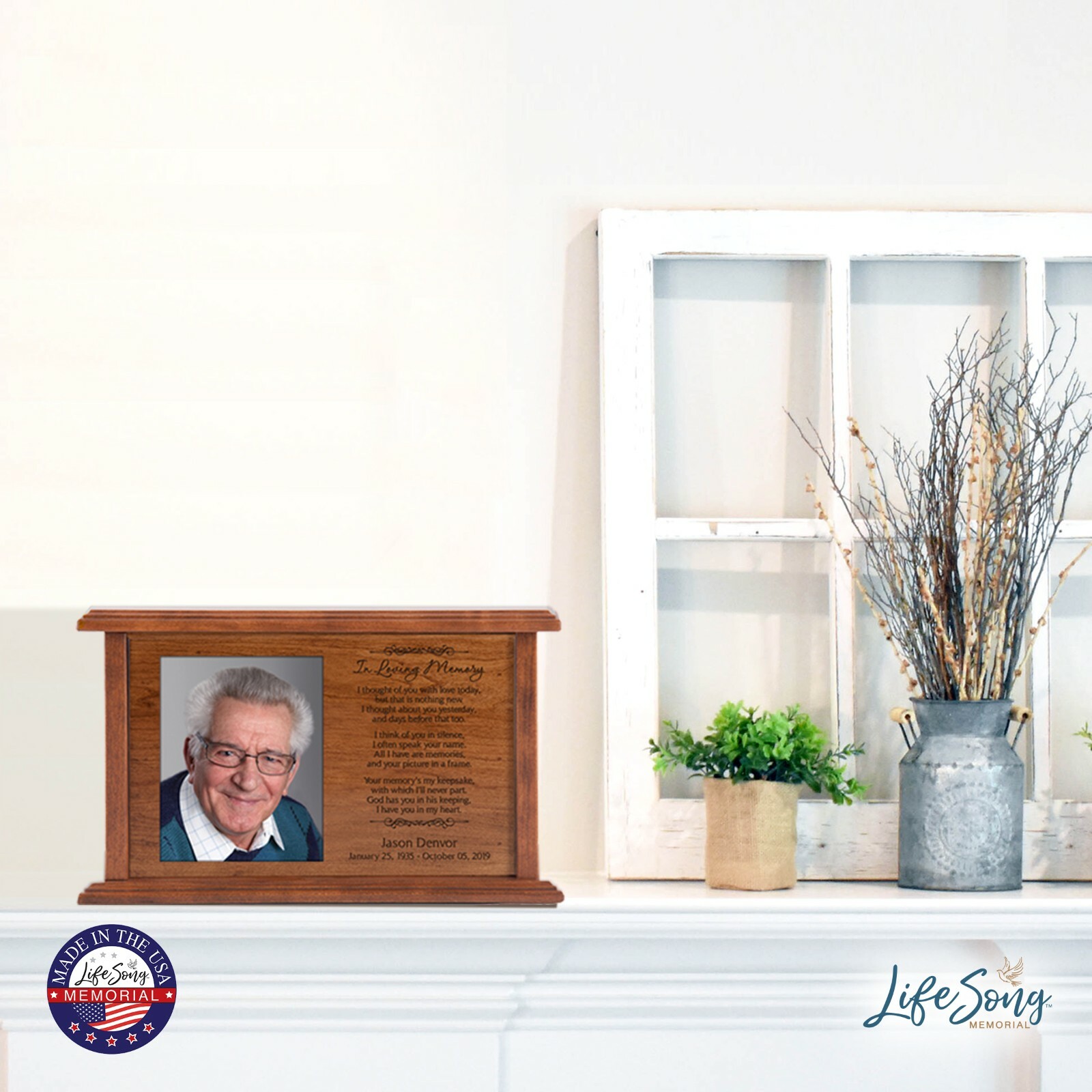 Custom Wooden Cremation Urn Box for Human Ashes 10.5×7.75in – In Loving Memory