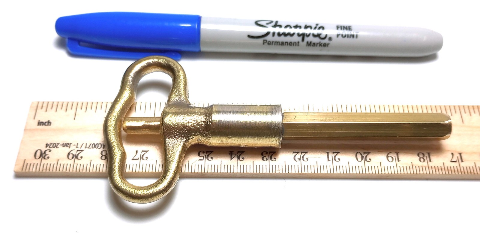 Yellow Brass Pocket Casket Key / Coffin Key