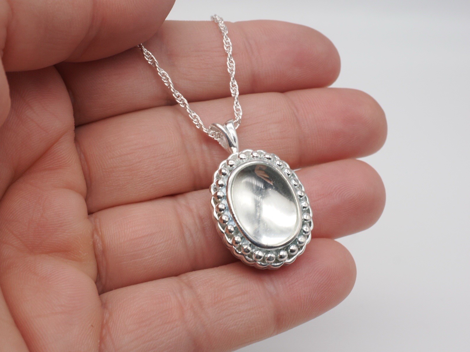 Oval Locket Necklace 925 Sterling Silver Pendant Cremation Keepsake Pendant Urn