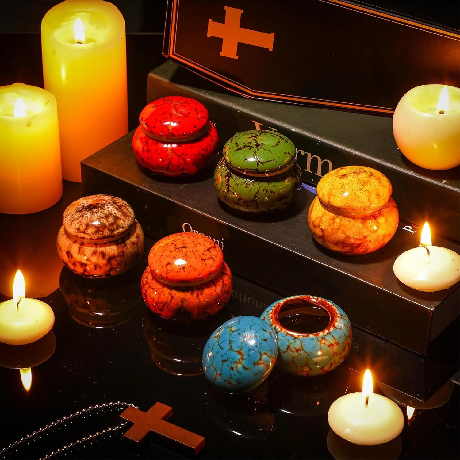 6 Pieces Ceramic Small Urn for Human Ashes Memorial Mini Keepsake Urns 1.6 Inch